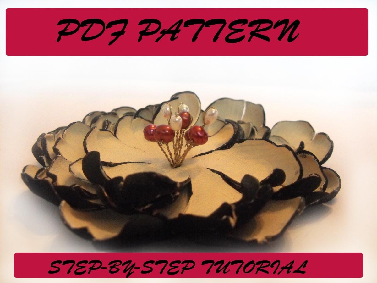 Peony flower tutorial. Leather flower PDF pattern tutorial