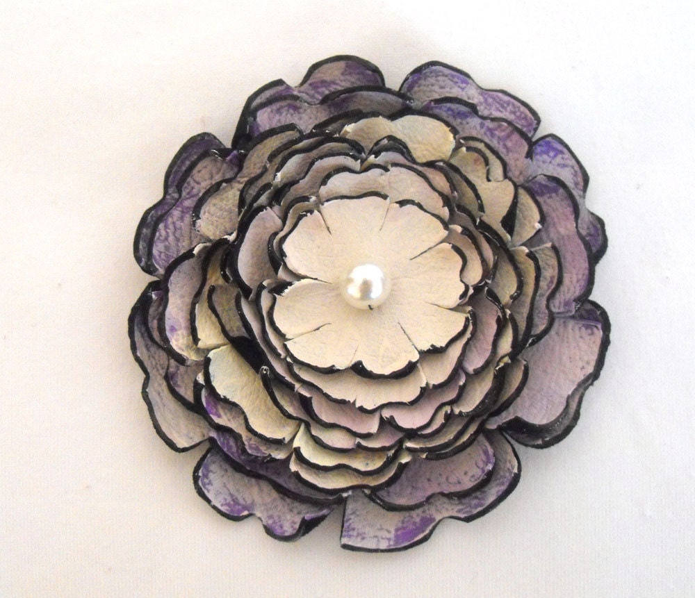 Purple peony leather flower supplies. 1 pc