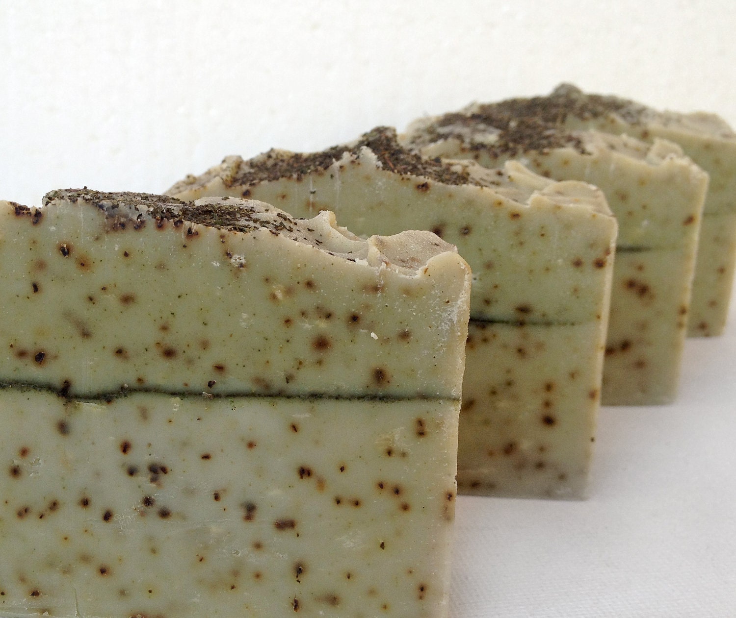 Green Clay and Mint, Facial and Body Exfoliating Cold Process Soap-based on Greek Olive oil