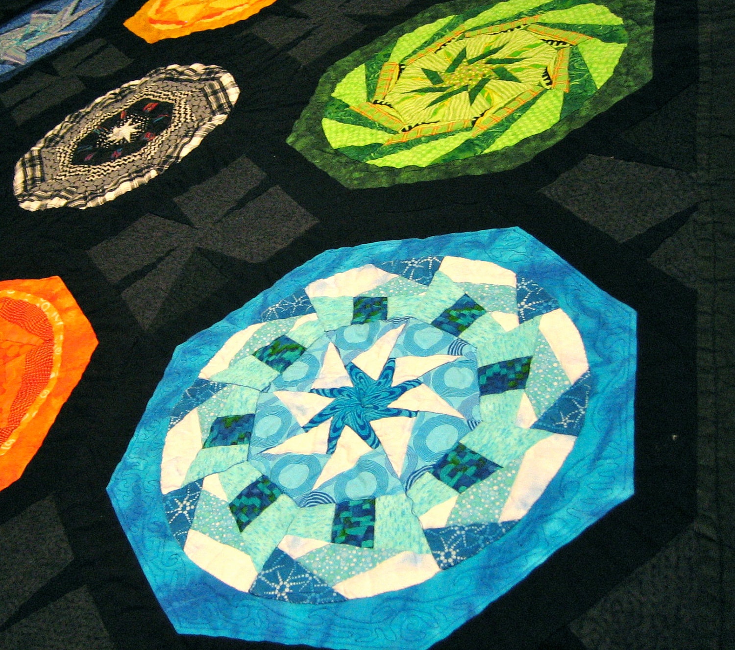 Quilt -Contemporary Geometric - OOAK - Kaleidoscope Dreams - Ready to Ship - Malibu Quilts