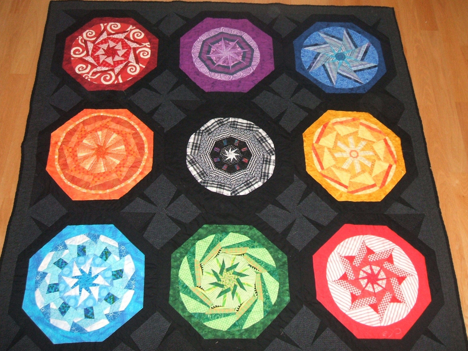 Quilt -Contemporary Geometric - OOAK - Kaleidoscope Dreams - Ready to Ship - Malibu Quilts