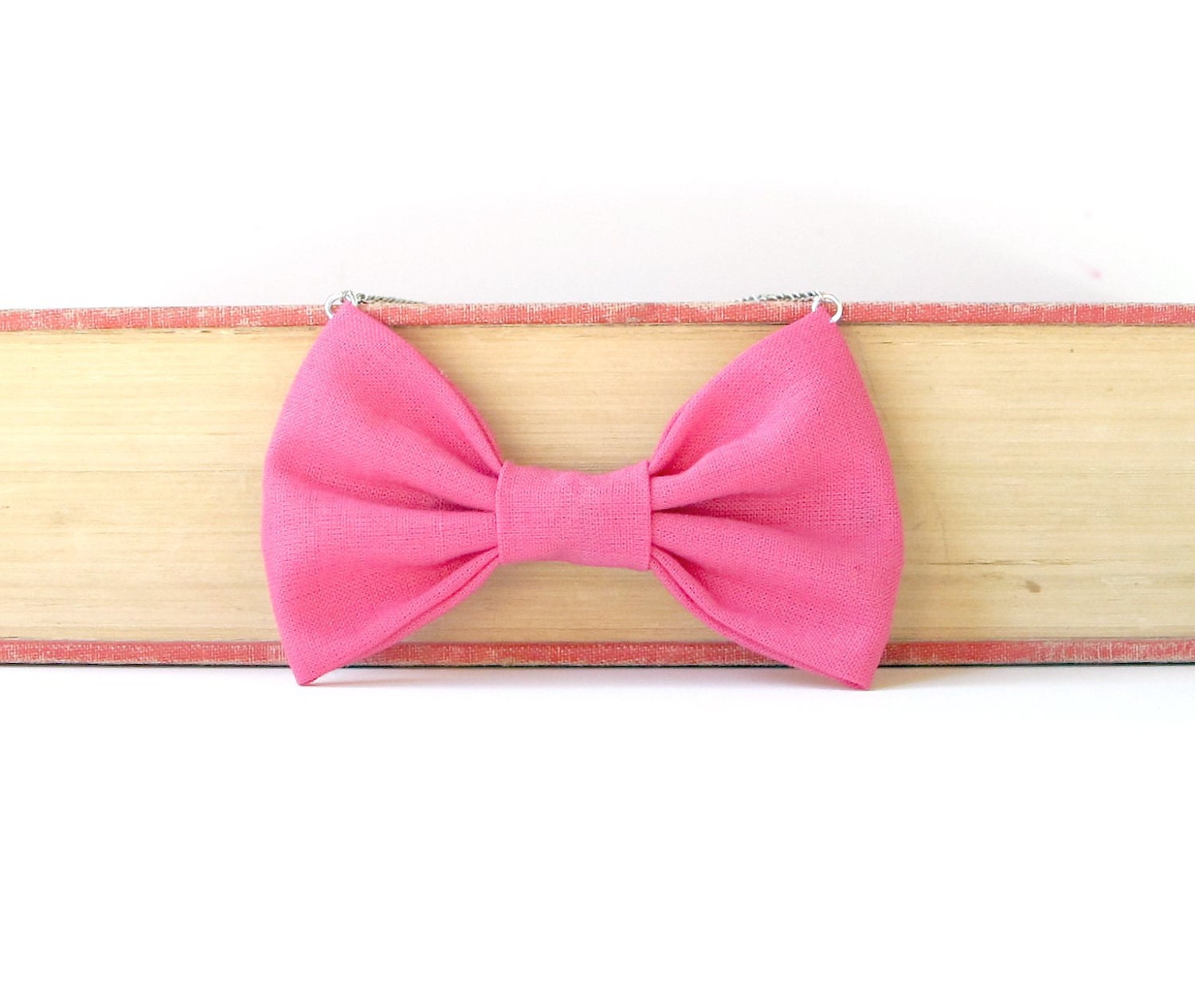 hot Pink Bow Tie Necklace - For Casual Wear , Party, Prom, Bridesmaids