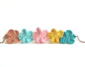 SALE Crochet Flowers Bracelet - Spring Colorful Pansies
