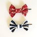 Hair bows - Set of Two Bobby Pins (Vintage Inspired Floral Red & Navy Blue Stripes)