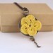 Yellow Crochet Flower - Victorian Cabochon Necklace