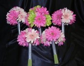 25 piece Hot Pink, Cream and Green Gerber Daisy Silk Wedding Package