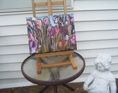 Floral Impressionist Abstract Painting Green, Purple, Blue, Pink, Lavender, Peach Pastel Colors, 11x14 "Summer Garden"