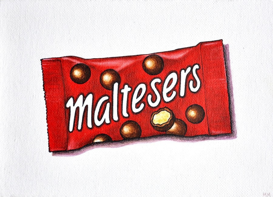 5 x 7 Fine Art Giclee Print - 'Maltesers' Chocolate Candy Balls in Classic Red Packaging