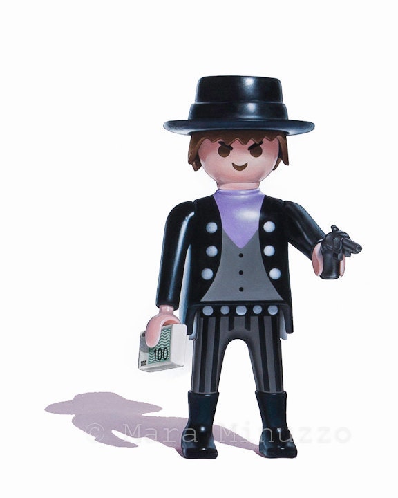 Toy Art, 'Bank Robber' 5 x 7 Fine Art Print, Playmobil series