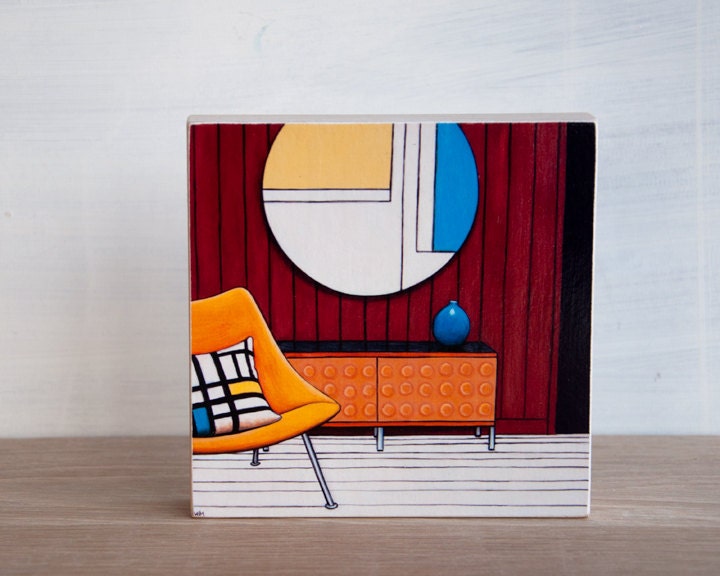 Midcentury Chair Art Block - 'Mondrian Room'