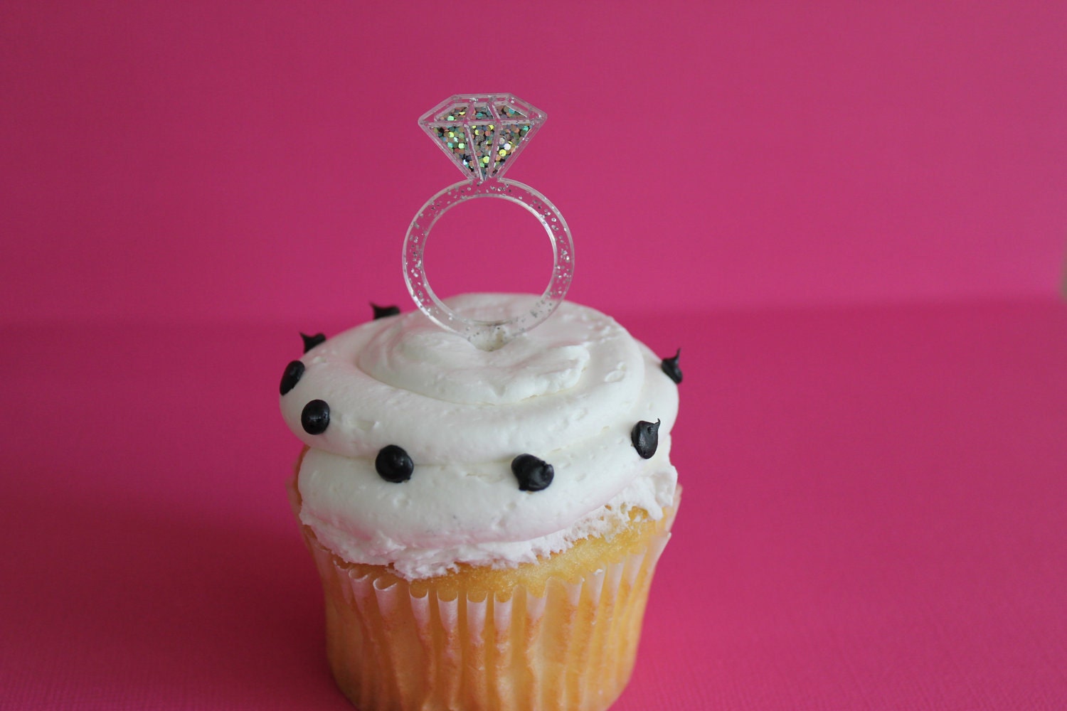 48 Glitter Diamond Ring Cupcake Topper Picks