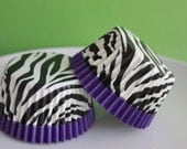 48 Zebra Print with Purple Trim Cupcake Liners
