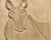 Oshiwa Carved Wood Printing Stamp, African Horse, 4.5''x 4.5'', Item 4-1-8