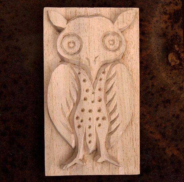 Carved Textile Stamp, Owl, Oshiwa Wood Printing Block, Item 1-13-7