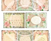 Vintage Victorian Flower Rose Handmade Postcard ledge Border French Shabby Frame Gift Tag Box Label Card Digital Collage Sheet Images Sh182