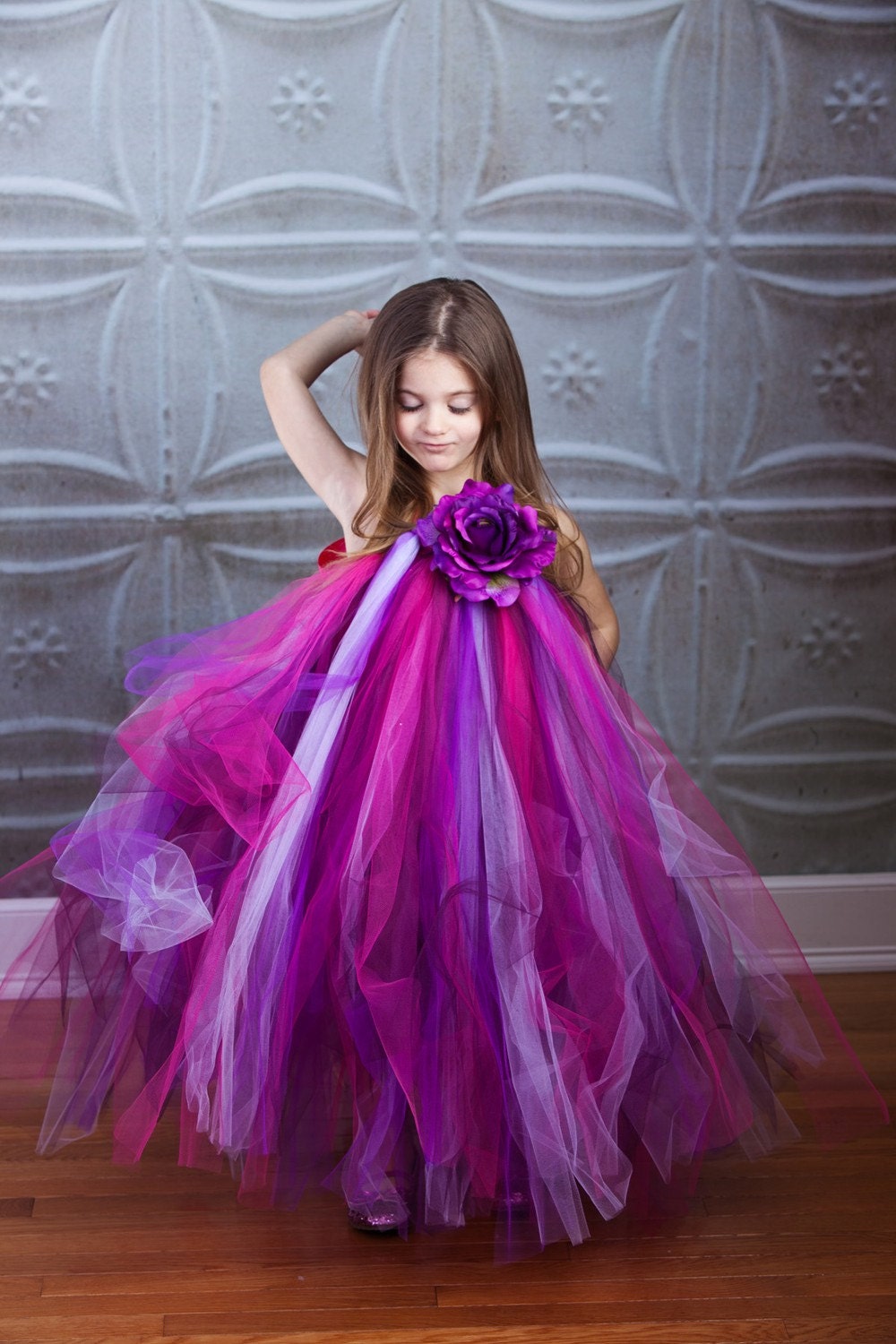 Purple Love Flower Girl Tutu Dress