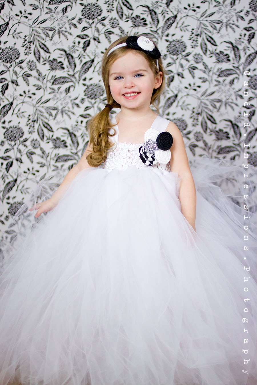 Black and White Memories Flower Girl Tutu Dress