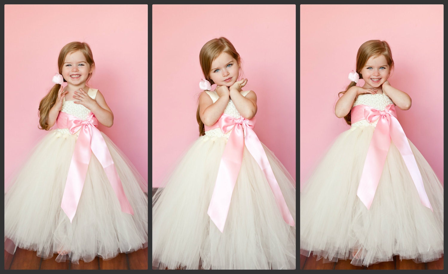 Madelyn Flower Girl Tutu Dress with Customizable Sash
