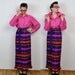 Neon Ethnic Dress, Hot Pink Long Multicolor Maxi Medium
