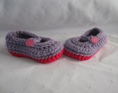 0 to 3 months Baby Purple and Pink Mary Jane Shoes SALE