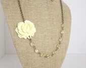 Ivory Flower Necklace Bridesmaid Jewelry Champagne Wedding Jewelry Bridesmaid Necklace Rustic Wedding