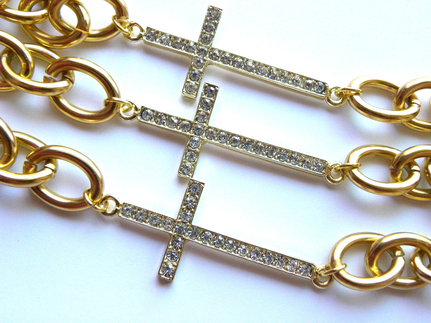 Sideway Cross Gold Bracelet
