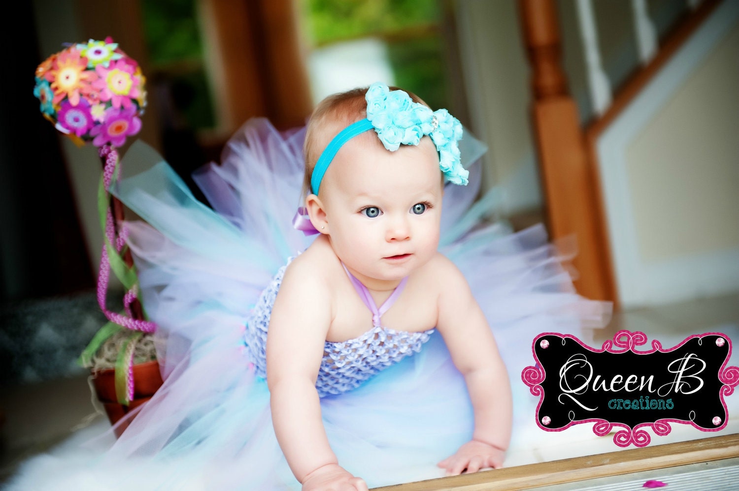 The Spring Melody- Spring Flowers Inspired Tutu Dress (Size Newborn or 0-3 Months)