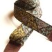 Guitar Strap in Hipster Mossy Green Leaves with Brass or Silver Hardware and suede Leather Ends
