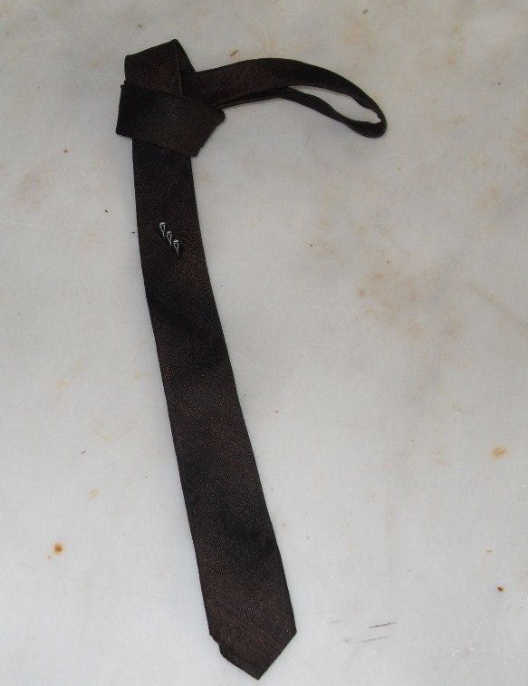 Tie, Very Narrow, Vintage, Rockabilly, Brown