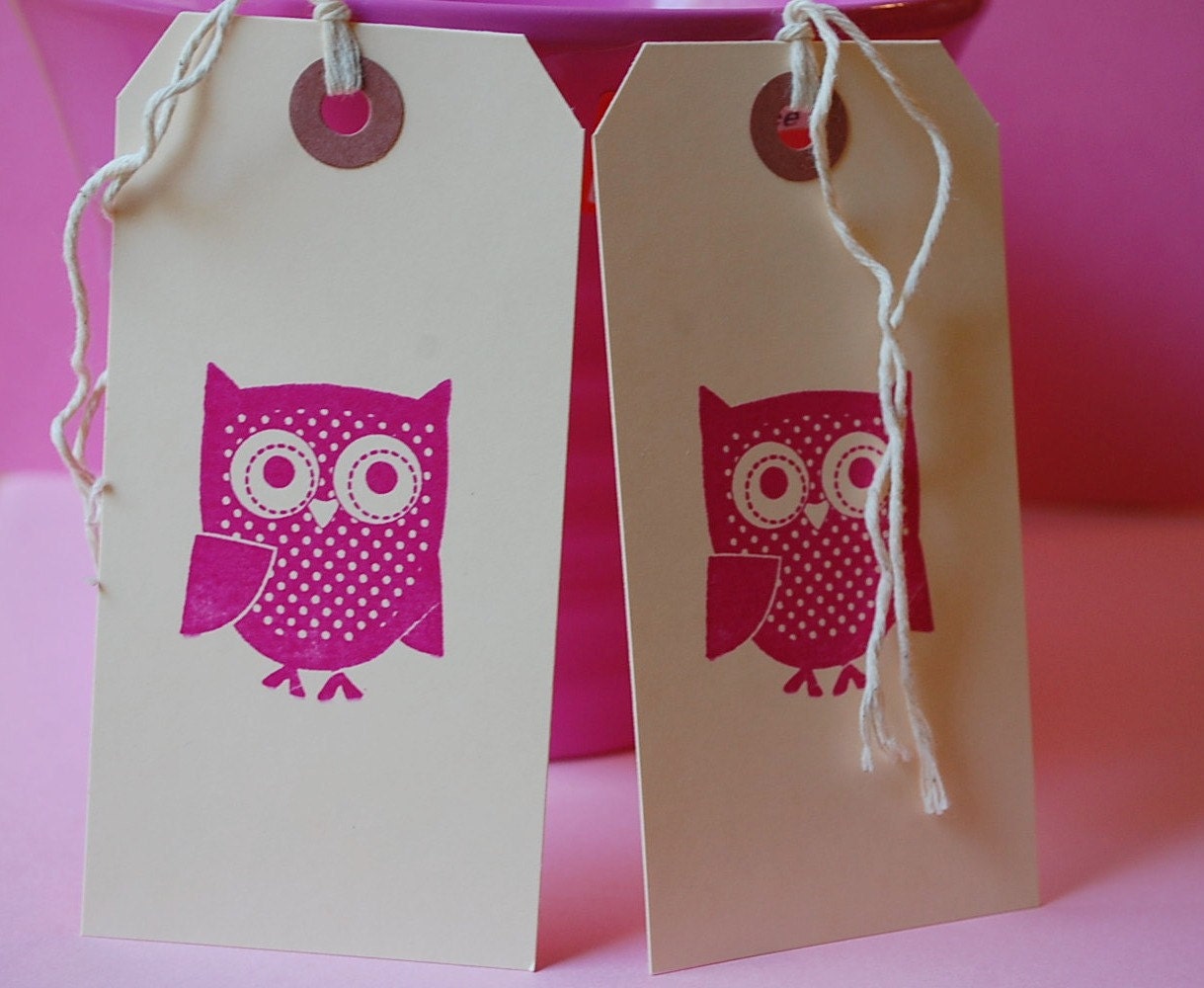 25 Pink Owl Manila Gift Hang Tags Il_170x135