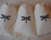 10 Black Dragonfly Organic Muslin Cotton Favor Gift Bags 4x6 Great for Weddings Il_170x135
