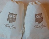 15 Coffee Brown Owl Muslin Favor Gift Bags - Thank You Organic Cotton Drawstring Gift Bags 5x7 Il_170x135