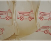 12 Red Fire Truck Organic Muslin Cotton Favor Gift Bags with Drawstrings 4x6 Il_170x135