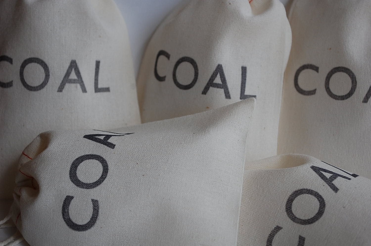 10 Christmas Coal Hand Stamped Muslin Drawstring Favor Bags 4x6 Il_170x135