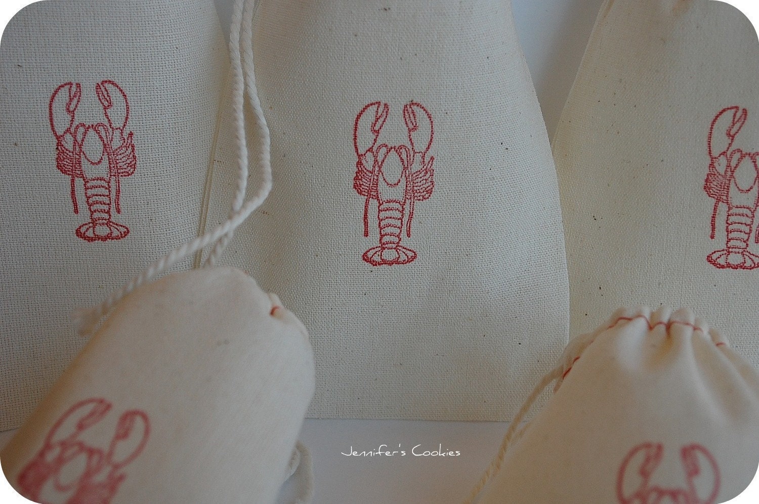 30 Red Lobster Organic Muslin Cotton Favor Bags 4x6 with Drawstrings great for weddings Il_170x135