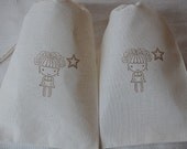 10 Cute Girl with a Star - Hand Stamped Organic Muslin Favor Gift Bags 5x7 Il_170x135
