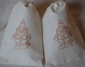 10 Woodland Gnome Favor Bags - Organic Muslin Cotton 4x6 gift bags Great for Weddings & Birthday Parties Il_170x135
