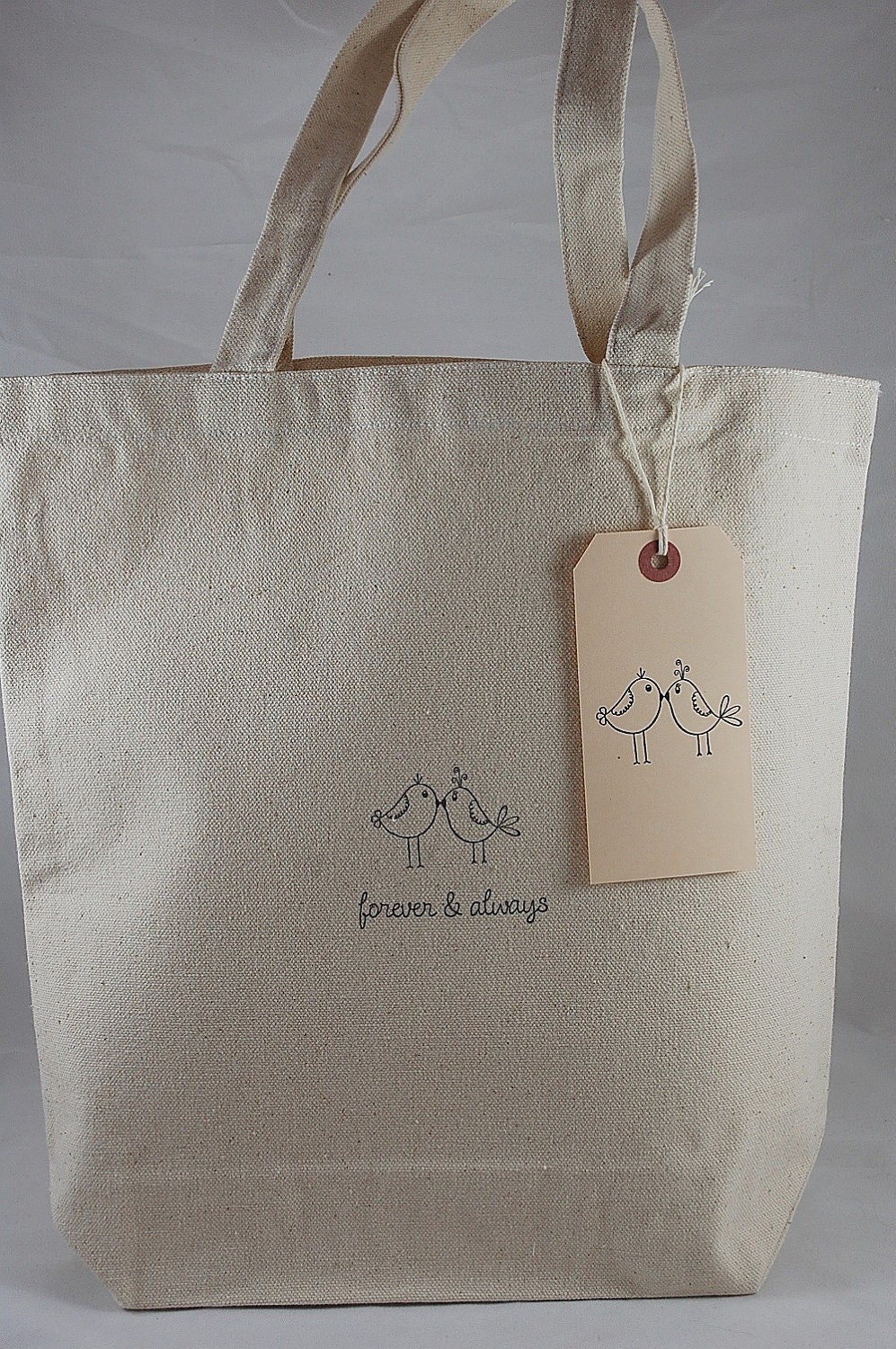 Kissing Lovebirds forever and always in black Natural Cotton Canvas Tote Bag - Great for Wedding Welcome Bags Il_570xn