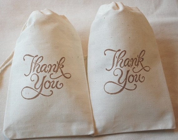 10 Rustic Fancy Thank You Organic Muslin Cotton Favor Gift Bags 4x6 Il_570xn