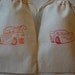 10 Cars Muslin Favor Bags 4x6 Hand Stamped