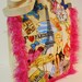 Canvas Tote Meet Me In Paris With Custom Hot Pink Retro Fabric Applique Design