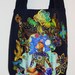 Meditation Bliss Navy Blue Custom CanvasTote Bag Hand Painted Fabric Applique Designs
