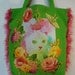 Canvas Spring Custom Tote Bag Floral Cat Hand Painted Fabric Applique Design