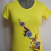 Designers Women's Tee-shirt Custom Funky Floral Fabric Applique Designed Hand Painted Preshrunk Cotton