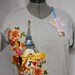 Custom Women's Tee Shirt Retro Hand Painted Fabric Applique Design