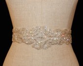 Crystal and Lux Satin Bridal Sash "The Kennedy 2"