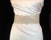 Crystal and Lux Satin Bridal Sash "The Kennedy 3"