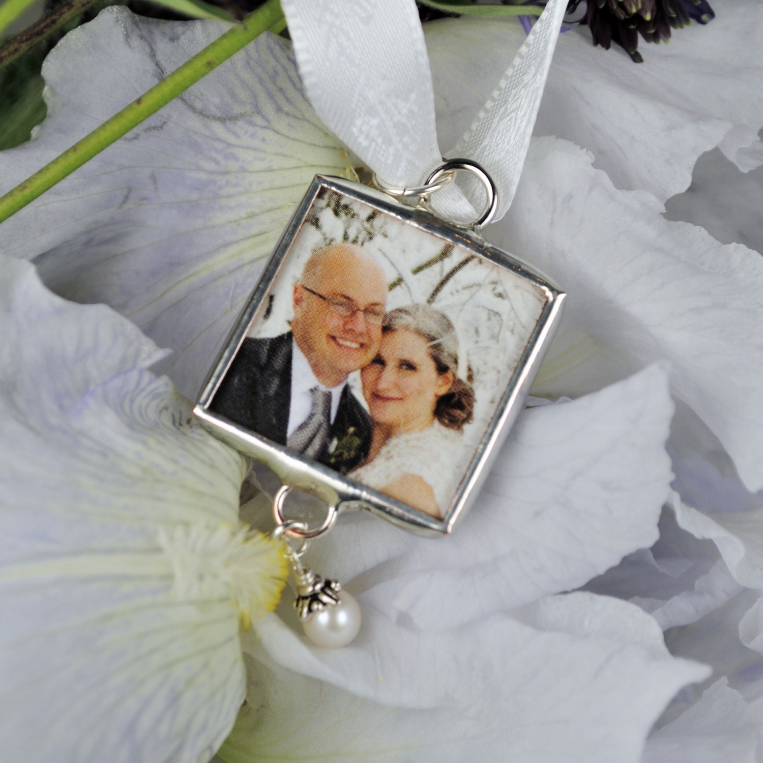 Hand Soldered Custom Wedding Bouquet Photo Charm