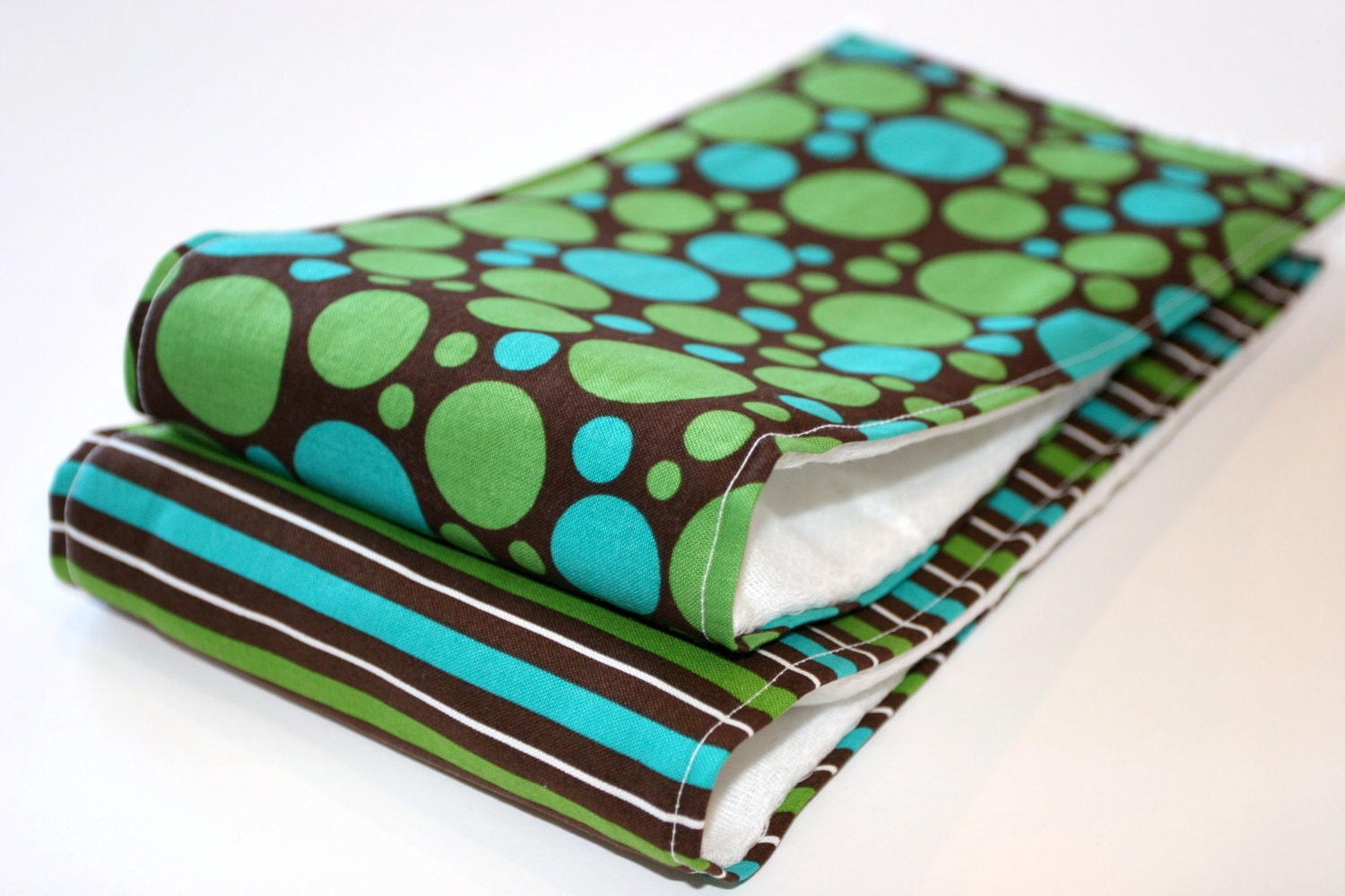 2 Green, Blue, and Brown Burp Cloth Set a Perefect Gift for a Baby Boy