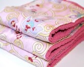 Baby Girl Washcloth /  Burp Cloth Gift Set Stylish Pink Flowers and Swirls Washcloth/Burp Cloth Set of 3 EtsyKids Team EtsyBABY